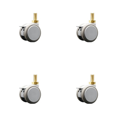 Service Caster 2 Inch MRI Safe Casters with Brakes, 10mm Threaded Stem, Set of 4, SCC, 4PK SCC-TS02S50-TPR-GRY-B-M10X22-MRI-4